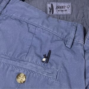 Johnnie-O Men’s 35 Chino Shorts Blue Performance Golf Outdoors 8” Inseam